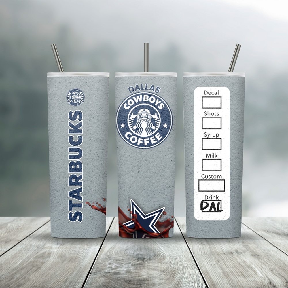 HANDMADE Dallas Cowboys/Starbucks Insulated Tumbler